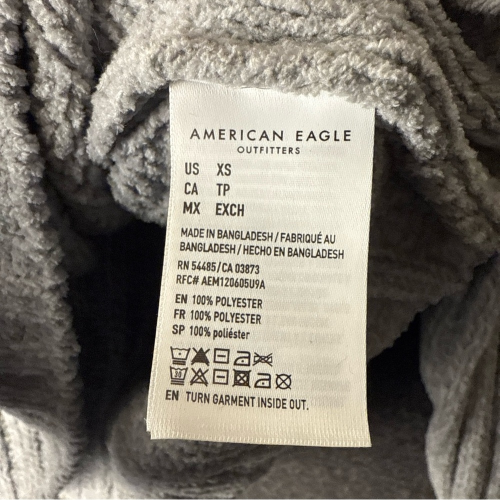 American Eagle women’s XS long sleeve sweater crop high neck grey Y2K Preppy - Picture 4 of 9